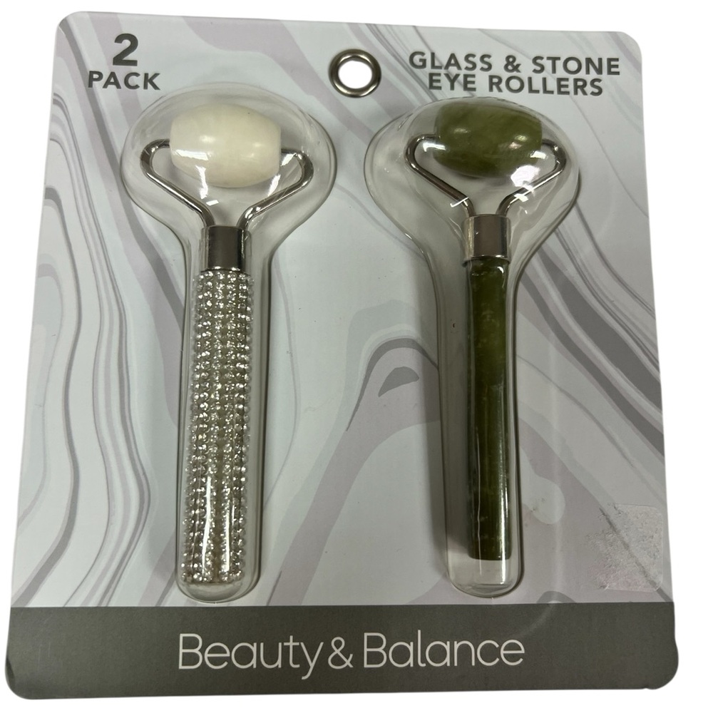 Glass & Stone Eye Rollers - White and Green